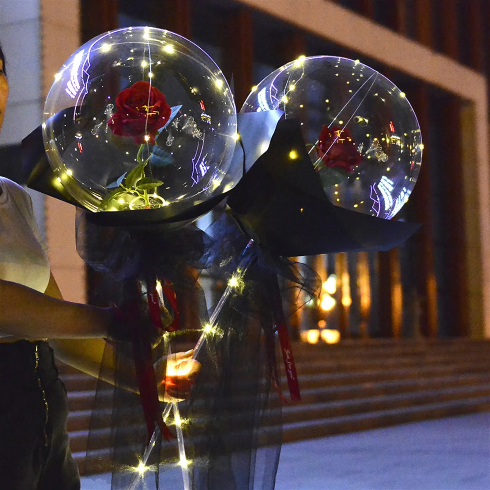 Ручка светодиодных воздушных шаров с барабанные палочки светящийся прозрачный