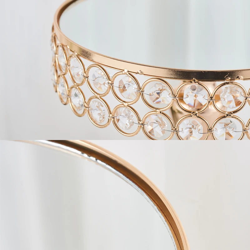 Подставка под торт с золотыми кристаллами подсвечник зеркальный поднос для