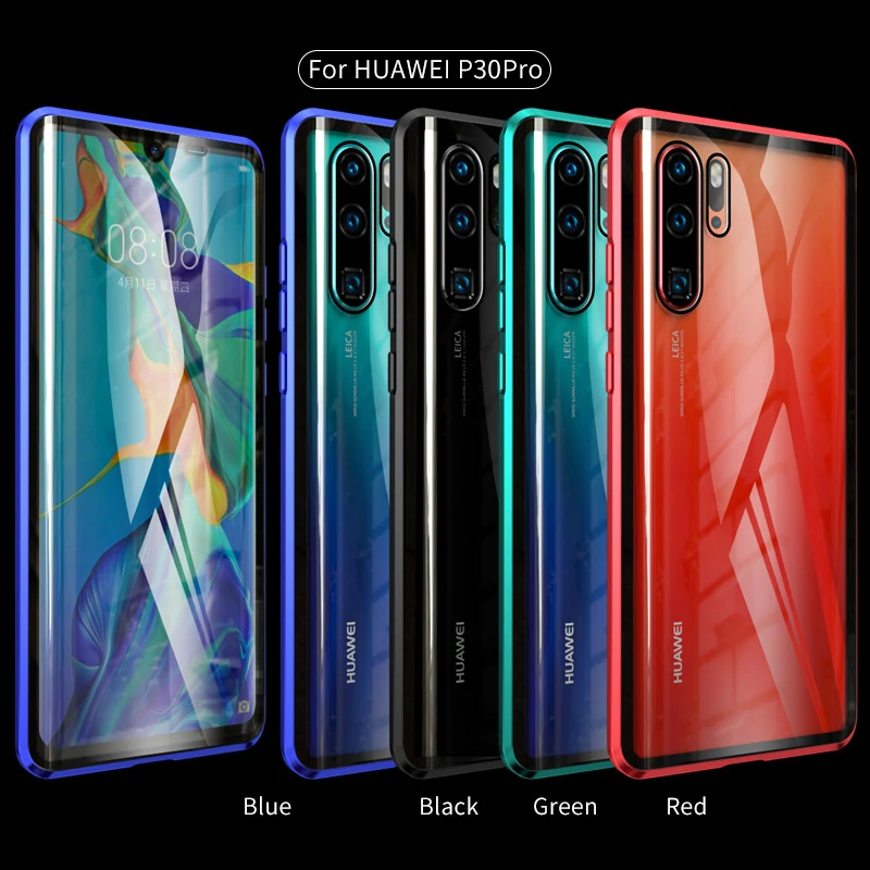 Luphie полный обертывающийся Магнитный чехол для huawei P30 Pro Чехол 9H Передняя Задняя крышка из закаленного стекла чехол для телефона huawei P30 чехол
