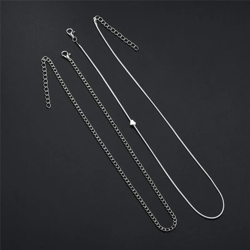 В богемном стиле Серебристый браслет на ногу рисунок сердечко Женские Сандалеты