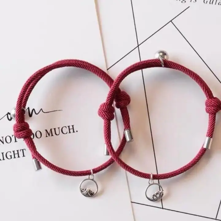 2 шт./компл. горы море Шарм волны браслеты Веревка Плетеный Магнит притягивает