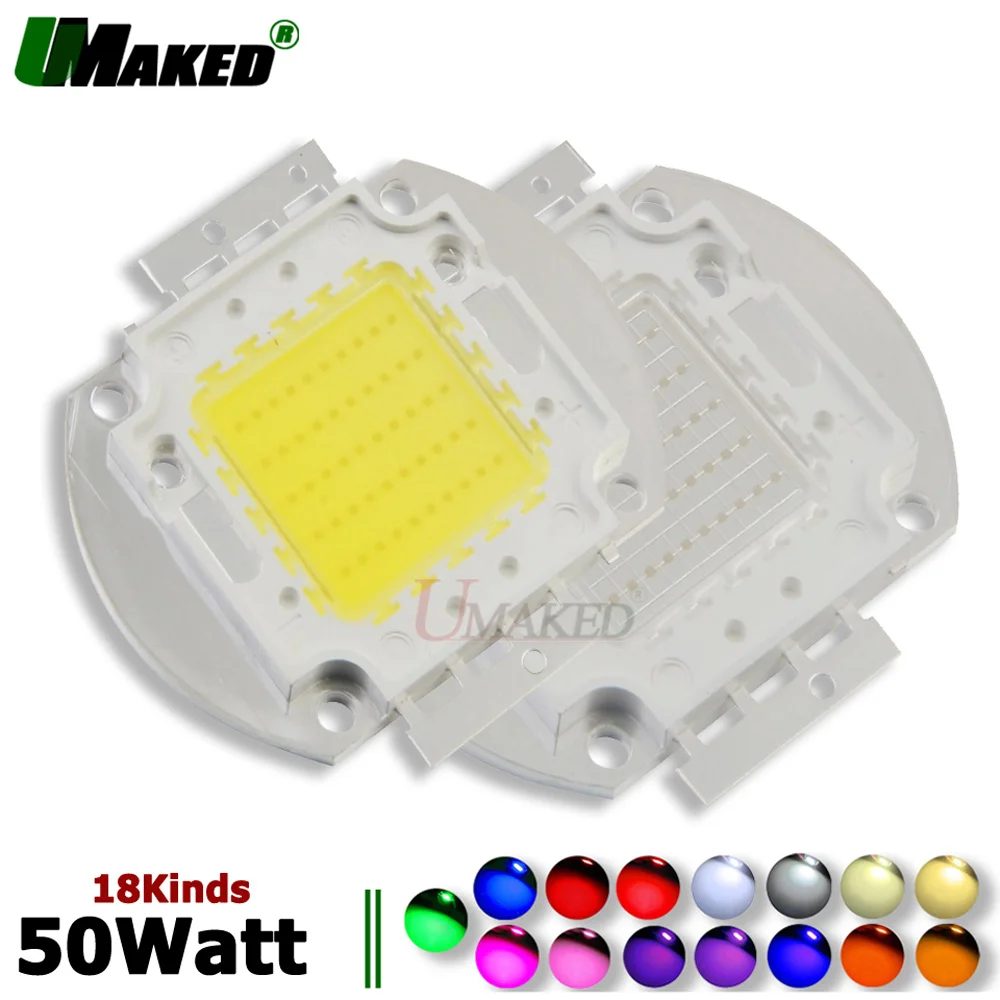 High Power 50W LED Chip Epistar 33/45mil SMD COB Light chips Warm White Cool Red Blue Green Yellow Pink Diode led Bulb Spotlight | Освещение