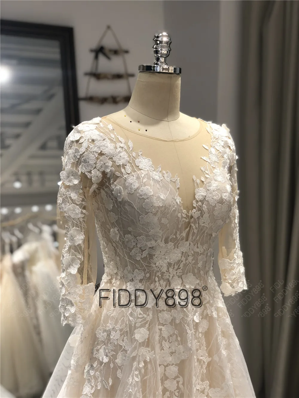 Beste Champagne Boho Lace Trouwjurken Voor Vrouwen 2021 Bruid Wedding Party Dress Elegante Scoop Pailletten Beach Bridal Dress