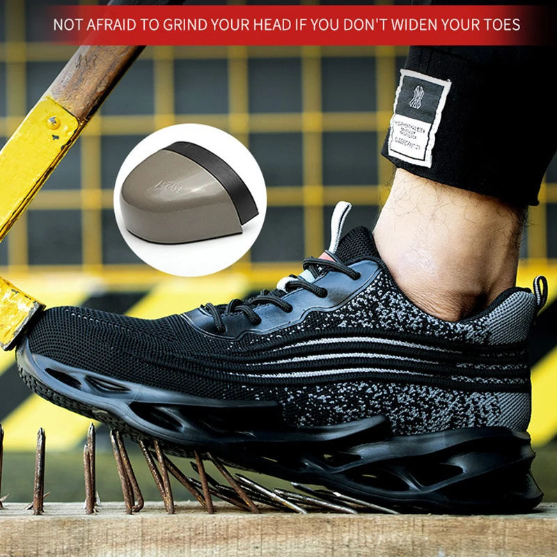Легкие защитные ботинки для работы Мужская безопасная обувь Рабочие кроссовки с