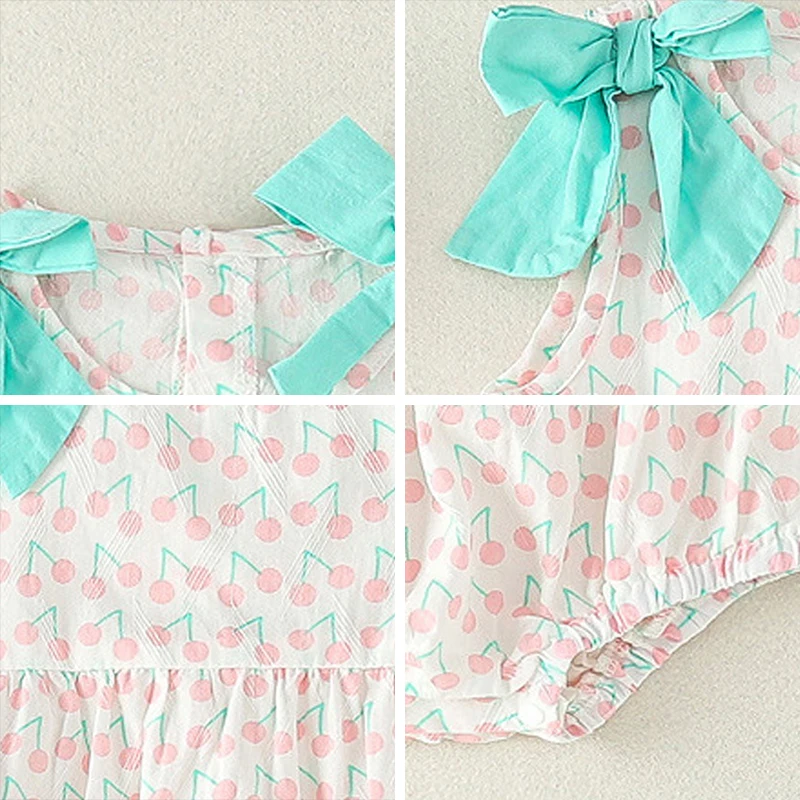 

Girls Baby Cute Romper 2021 Cute Summer Toddler Bowtie Jumpsuits Sleeveless Newborn Baby Floral Cotton One-Pieces 0-24M