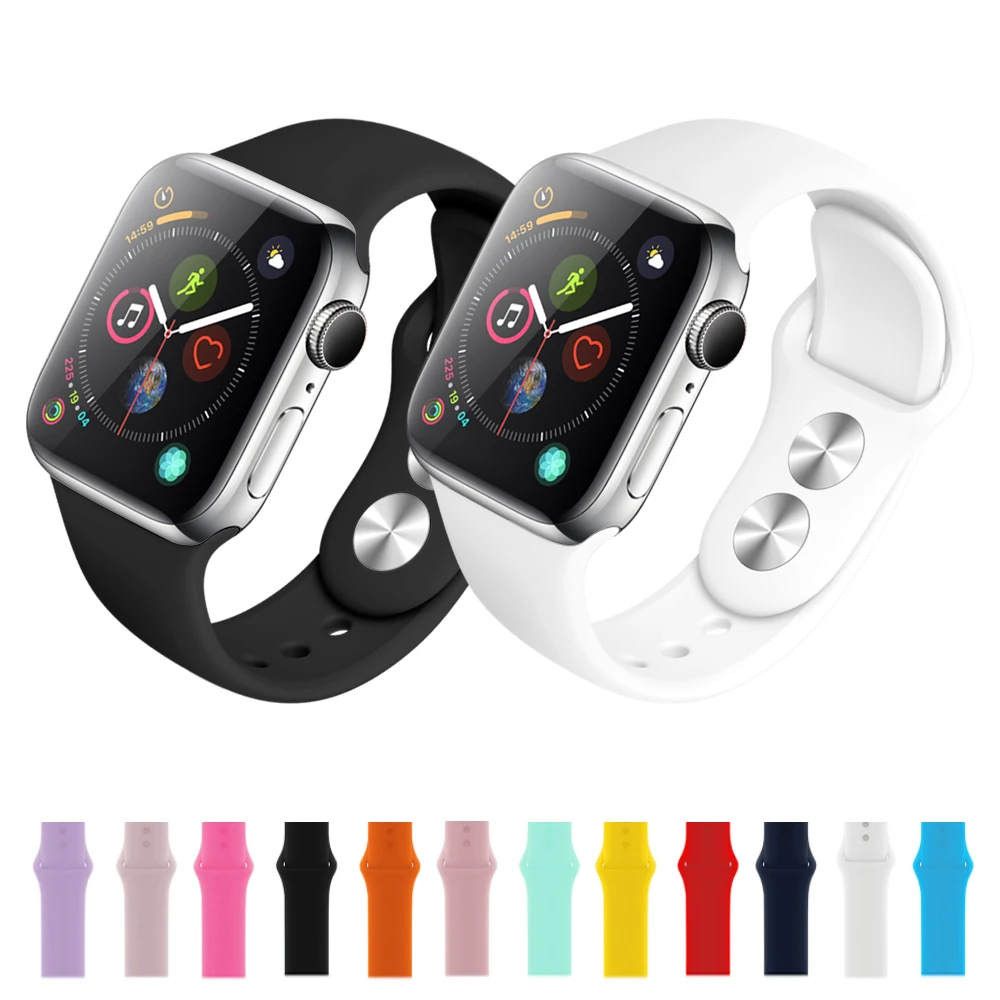 Силиконовый ремешок для часов Apple Watch 5 4 44 мм 40 мм ремешок для iwatch Apple Watch Series 3 2 1 38 мм 42 мм полосы