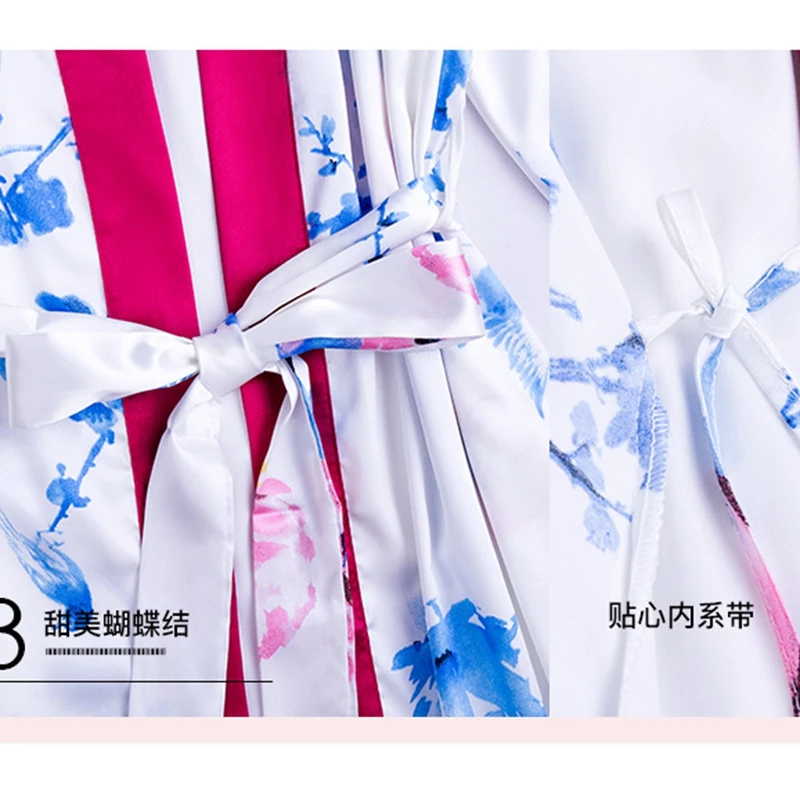 

ladies summer suspenders gowns home service two-piece suit printed fashion pajamas lounge set bathrobe