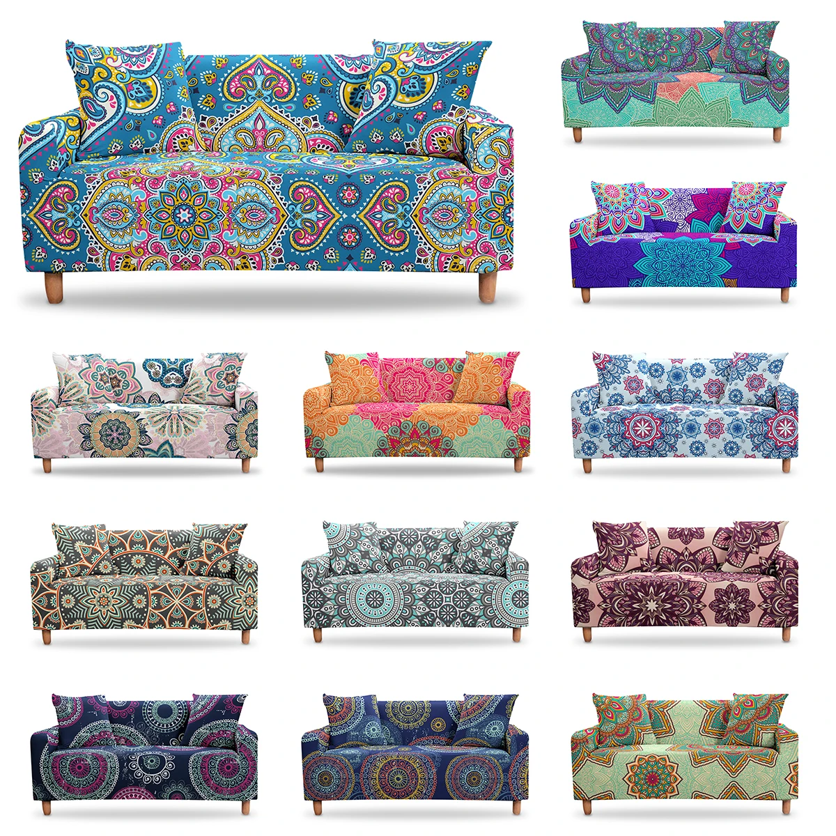 Эластичные Чехлы Мандала для дивана растягивающийся богемный чехол против пыли