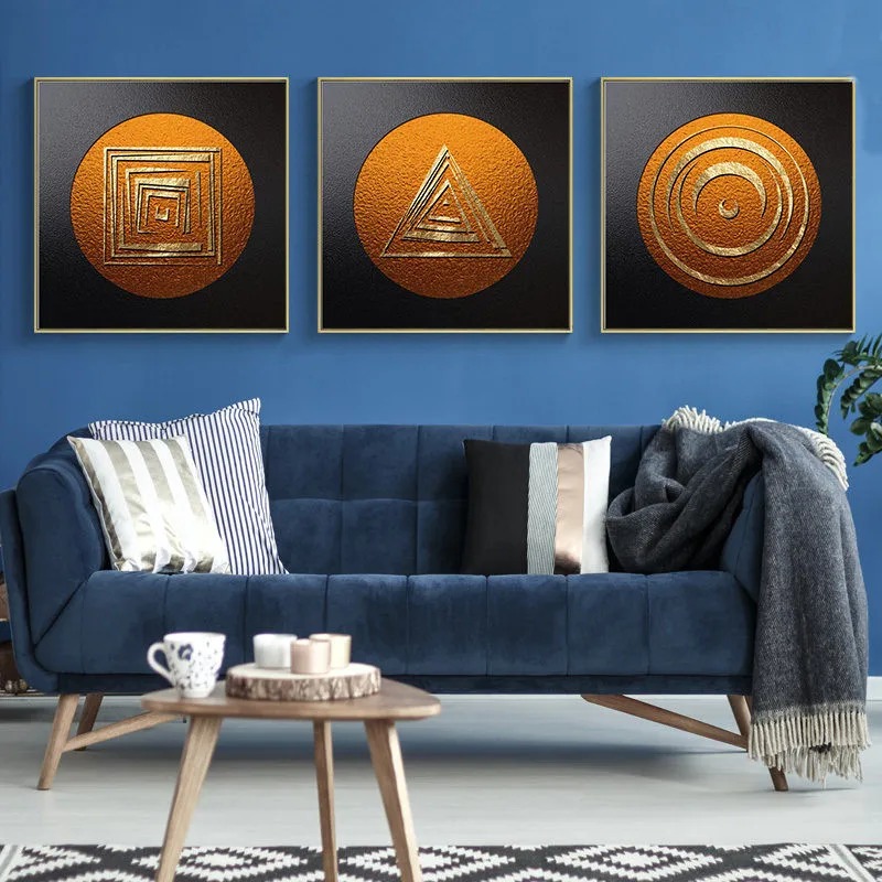 

Luxury Abstract Geometric Classical Canvas Painting Retro Home Wall Art Decoration Poster Picture Living Room Minimalist