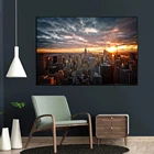Картина на холсте с изображением пейзажа Нью-Йорка в сумерках, Настенная картина для гостиной, Современный домашний декор, плакаты с HD принтом, Масляные картины