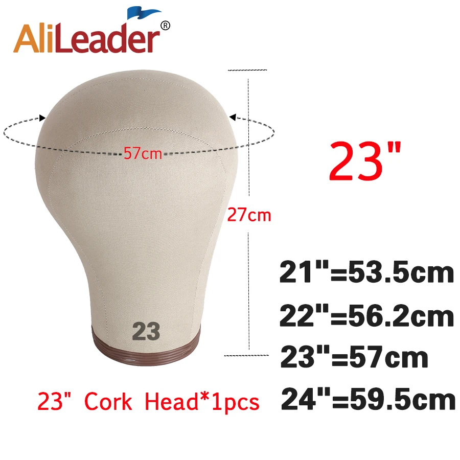 

Alileader Wholesale Canvas Wig Block Head 21" 22" 23" 24" Cork Canvas Head DIY Wig Mannequin Cork Head Quality Wig Accessories