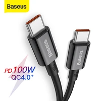 baseus 100w usb c to usb type c cable for macbook pro quick charge 4 0 fast charging for ipad samsung xiaomi mi 10 charge cable
