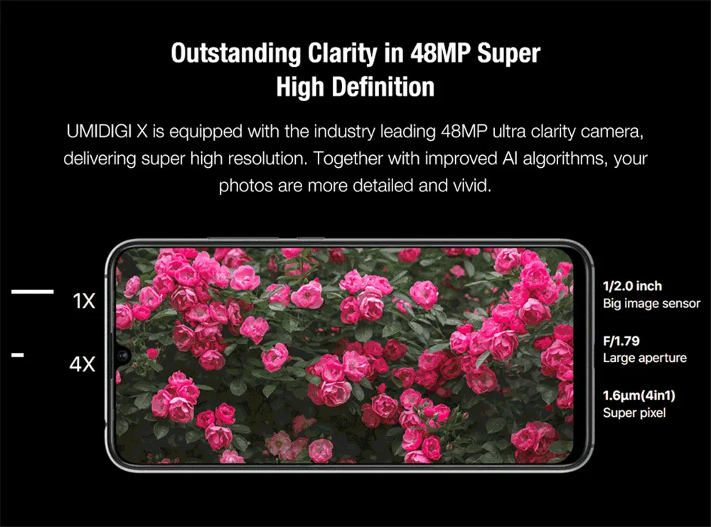 UMIDIGI X 6,35 AMOLED Встроенный экран отпечатков пальцев 48MP Тройная задняя камера 128 Гб телефон nfc Android 9,0 4G смартфон разблокированный сотовый телефон