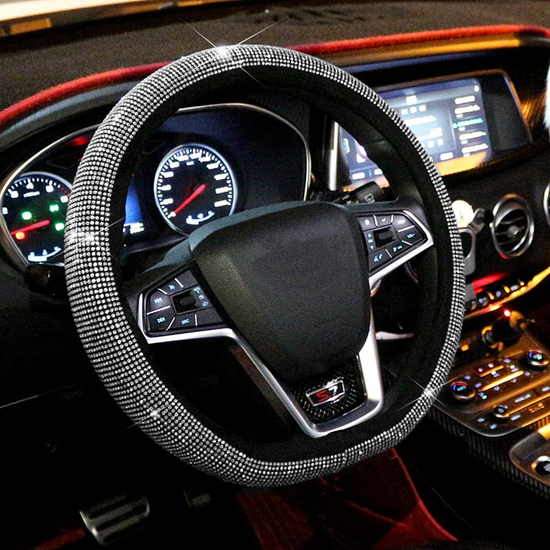 

Универсальный Автомобильный Чехол На Руль D-типа Со Стразами, Черный/серебристый/красочный Вариант Для Женщин И Девочек