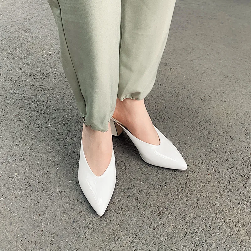 

ASUMER 2020 newest hot mules shoes women pumps pointed toe solid colors spring summer high heel ladies party wedding footwear