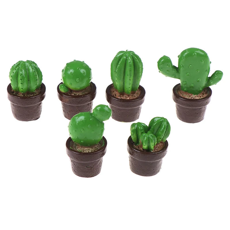 

5Pcs Cute Simulation Potted Green Mini Tree Potted Cactus Succulents Green Plant In Pot Doll House For 1:12 Dollhouse Miniature