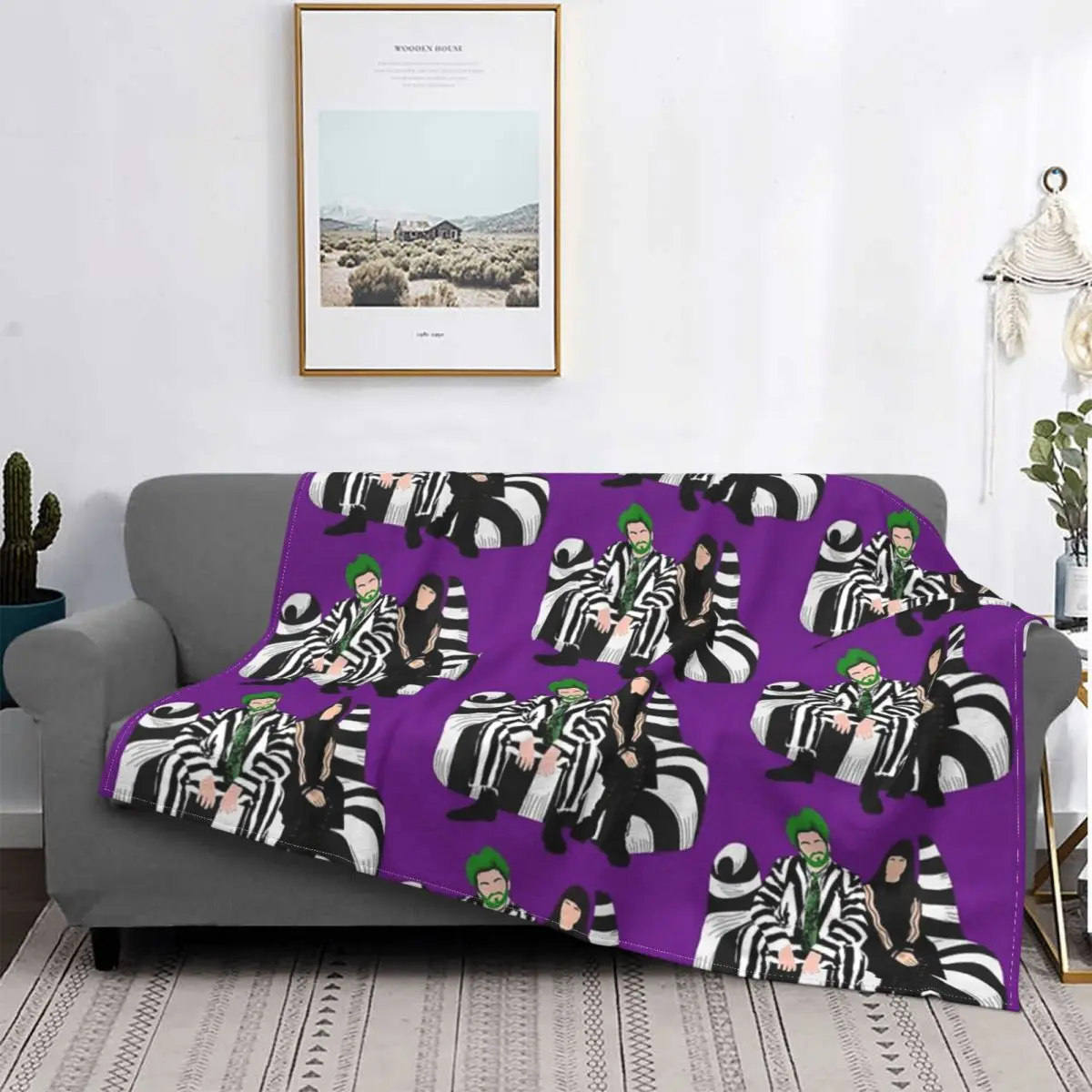 

Beetlejuice y ligia-beetlejuice-Manta a quadros para cama, sofa, cama, toalla, manta de lino y algodón