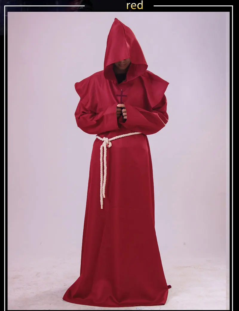 Red Ataullah/плащ для мужчин и женщин на Хеллоуин, костюм ведьмы, карнавальный костюм, вечерние карнавальные костюмы вампира-призрака DW002 - Цвет: Red