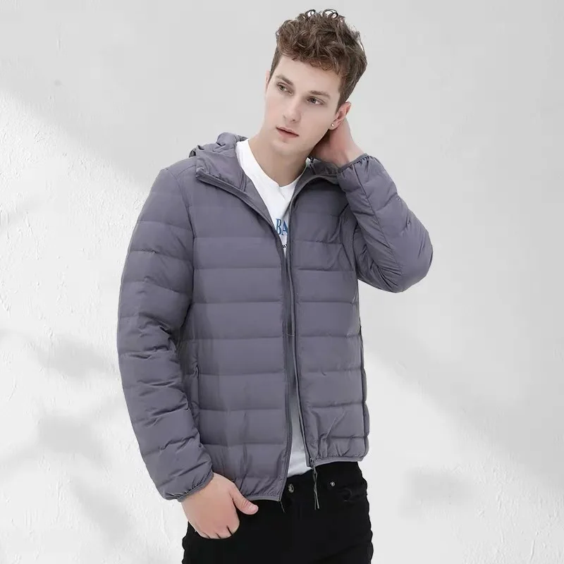 2020 Fashion Men Winter Down Jacket Casual Stand Collar Ultra Light Parka Coat Portable Outwear Windproof White Duck Down Jacket