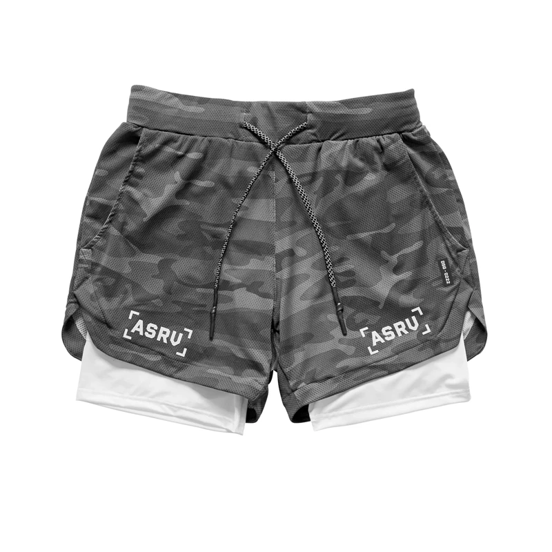 Шорты мужские спортивные 2 в 1 быстросохнущие повседневные с встроенными