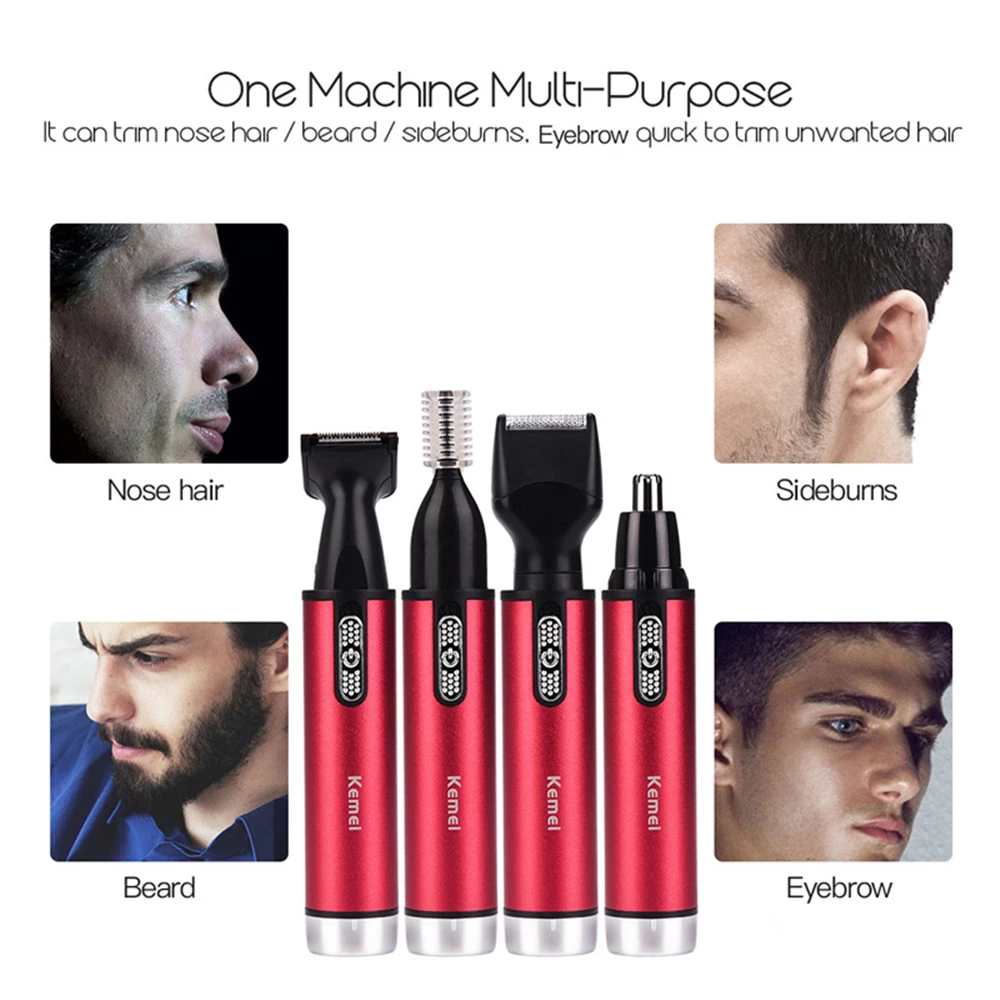 KEMEI 4 в 1 триммер для волос носу ушей электробритва уход за лицом машинка стрижки