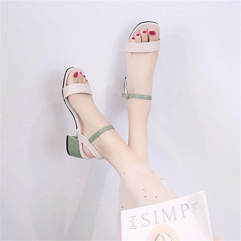 

Women's shoes sandals 2021 summer new thick with Roman word buckle high heels fairy style outer wear fashion sandals
