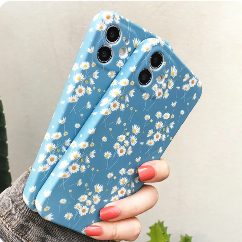 

For iPhone 11 Pro Max 12 Pro Max 12 Mini X XS Max XR Sky Blue Flower Ins Style Soft Silicone Protective Cover For iPhone XR
