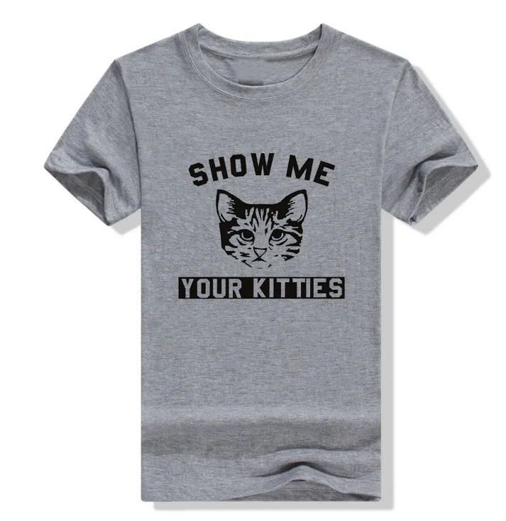Покажите мне с изображением котенка Футболка короткими рукавами и круглым