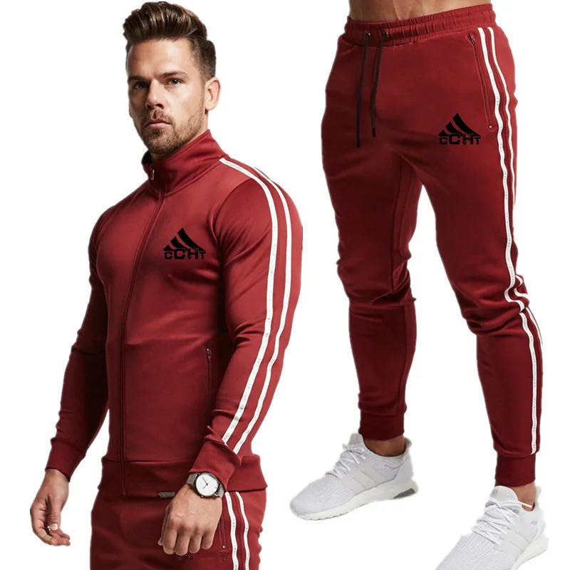 

2021 Men's Suit Brand Zipper Sportswear Tracksuit Suit Men's Zipper Sports Hoodie + Pants Suit Casual Jacket Sportswear Men's