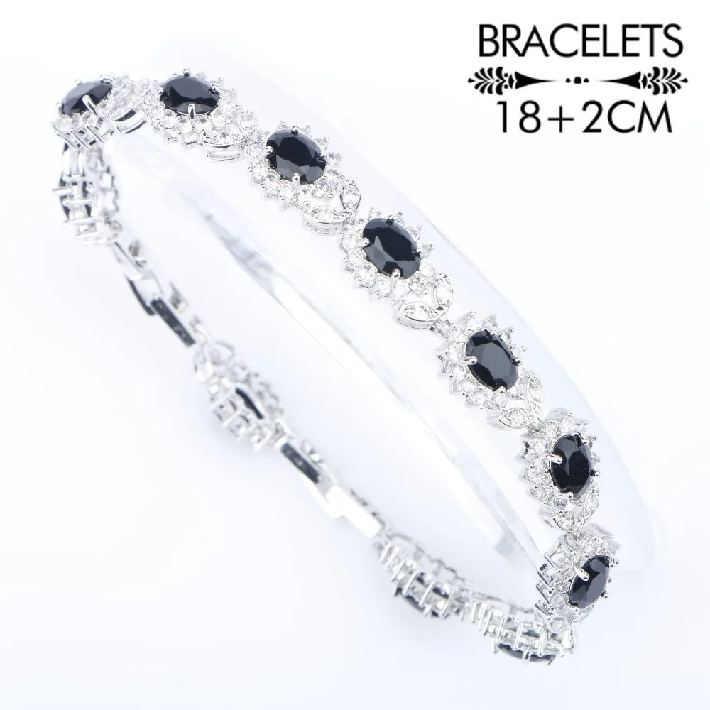 Комплект из колье серёг и браслета с черным Цирконом|jewelry sets for women|necklace setzircon jewelry