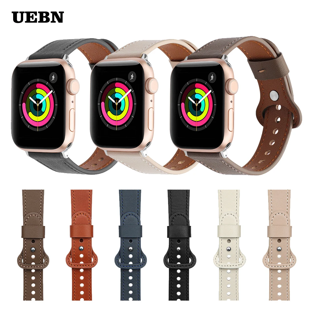 

Ремешок кожаный для Apple Watch Series 6 40 44 мм, модный браслет для смарт-часов iWatch 6 5 4 3 2 1 SE 38 мм 42 мм