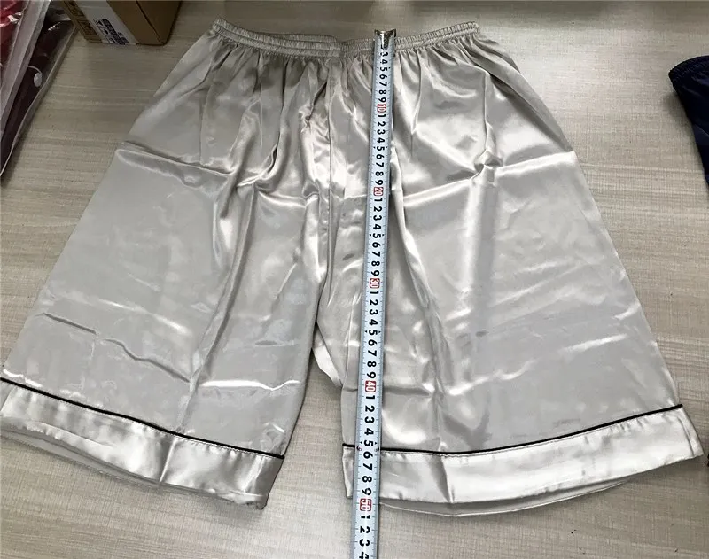 Мужские атласные шелковые пижамы летние для сна Короткие штаны отдыха одежда с