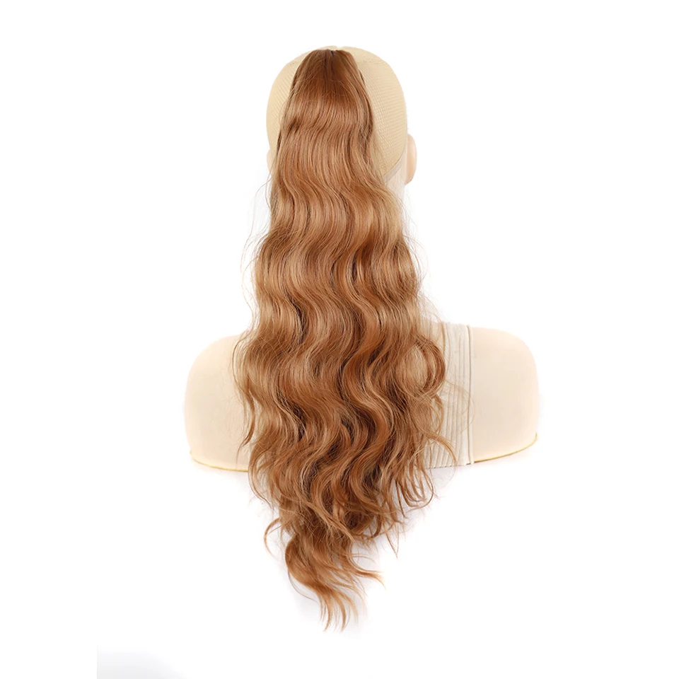 Yihan 22 Inches Claw Clip On Ponytail Hair Extension Long Wavy Synthetic Hairpiece Black Wave for Women | Шиньоны и парики