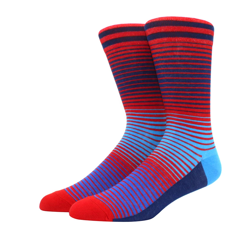 

1 pair men socks combed cotton bright colored funny socks men's calf crew socks for business causal dress wedding gift sok