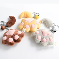 cute cartoon teenage girl cats paw plush toy bell key buckle doll cars and bags pendant doll accessories fashion jewelry