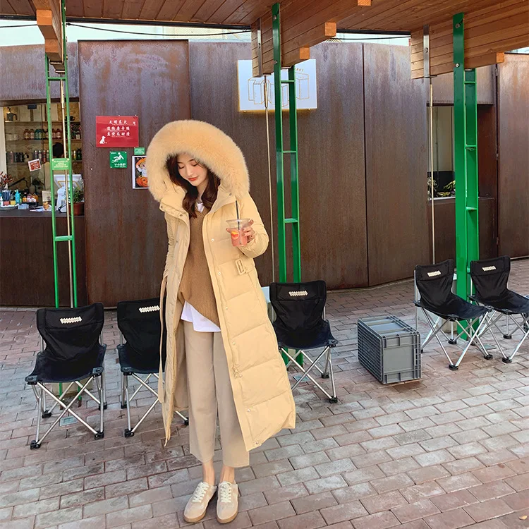 Women's mid-length quilted jacket 2021 winter new down jacket white duck down Korean style over-the-knee loose quilted jacket