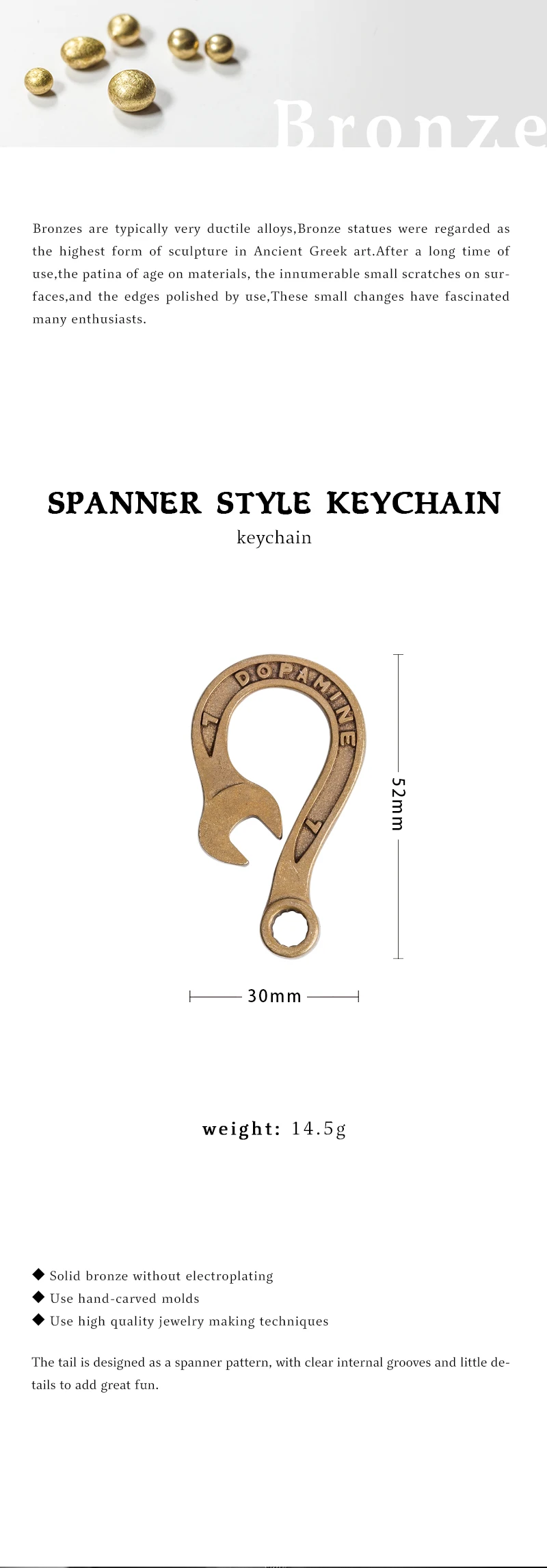 Coppertist. wu латунный ключ декоративный узор карабин гаечный ключ застежки коготь крюк брелок кулон-брелок для автомобиля