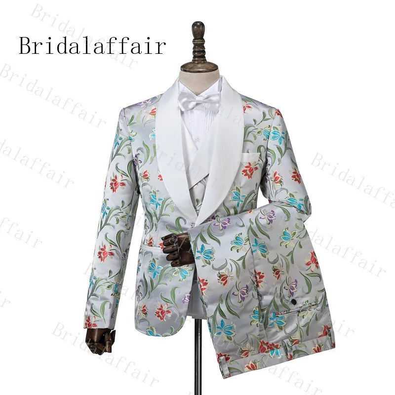 as image color-8 Bridalaffair блестящие озерно-голубой Для мужчин костюмы комплект из 3 предметов осень банкет серии жениха мужской мундир для свадьбы Для мужчин вечерние костюмы заостренный лацкан - Цвет: as image color-8