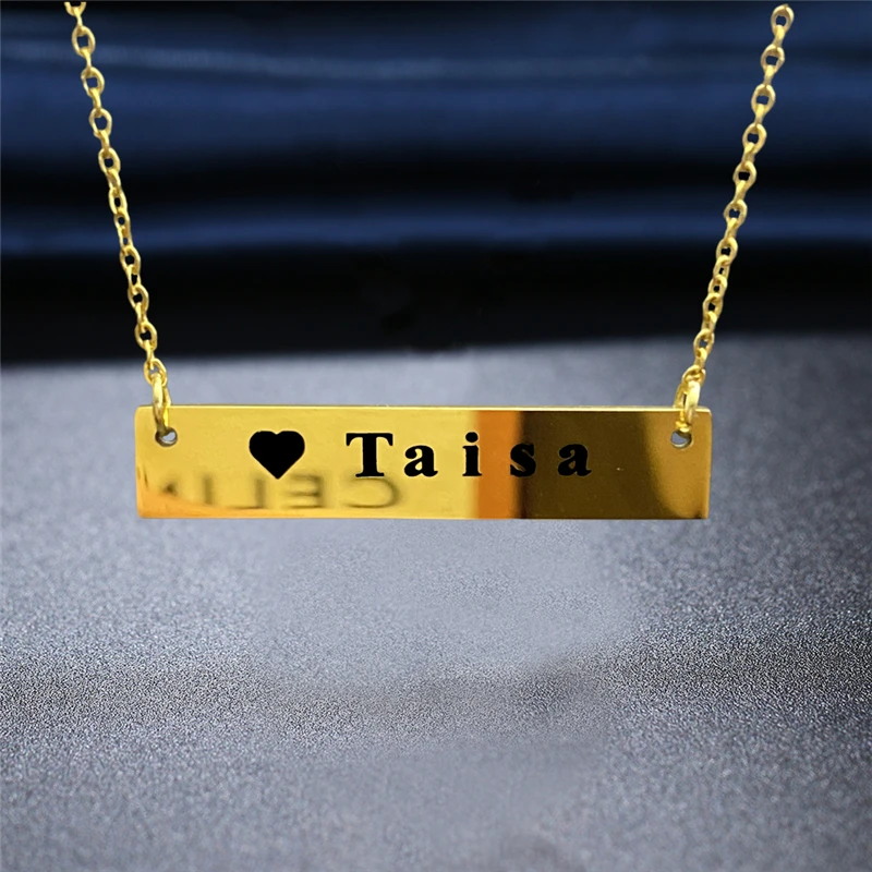 

Bar Letter Initials Necklaces For Women DIY Customized Name Necklaces Stainless Steel Jewelry Anniversary Personalized Gift