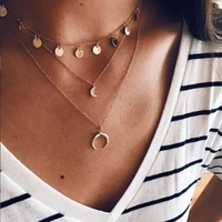 limario 2022 bohemian natural simple sequins moon chain necklaces pendants for women vintage multi layer jewelry collar