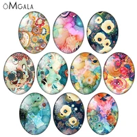 colorful sea flowers texture patterns 10pcs 13x18mm18x25mm30x40mm oval photo glass cabochon demo flat back making findings