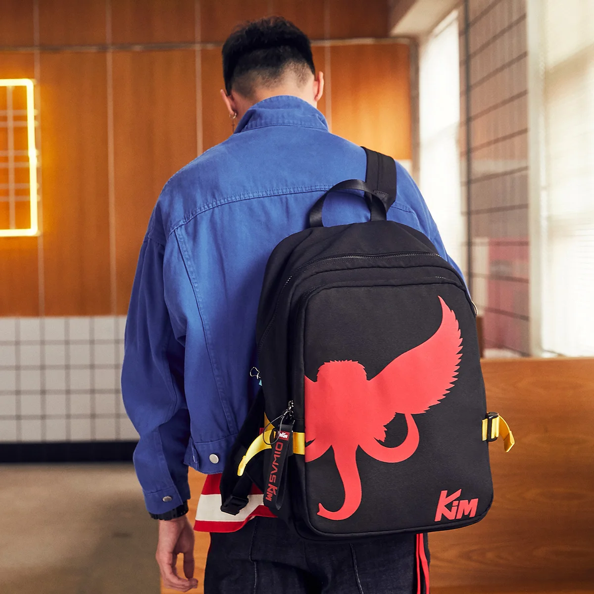 Классный школьный рюкзак OIWAS KiM для студентов колледжа Модный черный большая