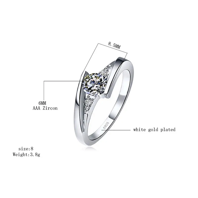 

Cute Female Small Round Zircon Stone Ring Vintage Silver Color Wedding Jewelry Promise Crystal Engagement Rings For Women