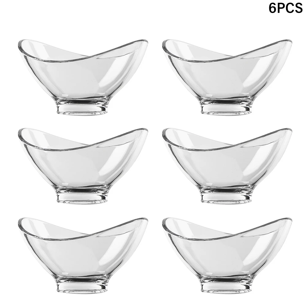 

6pcs PC Kitchen Salad Bowl Transparent Portable Ingot Styling Reusable Serving Food Dessert Plates Vegetables Fruit For Home