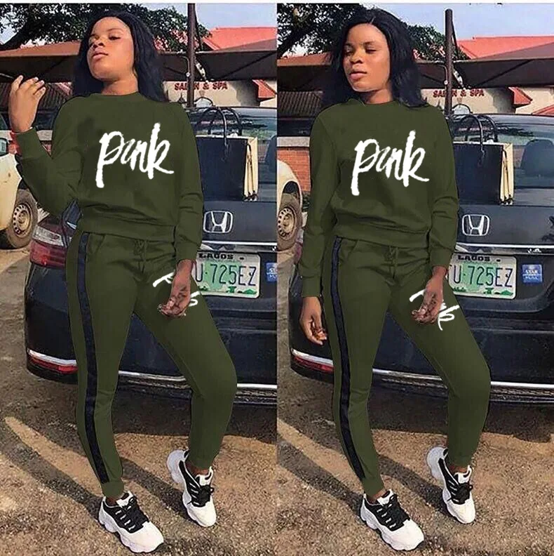 

Letter Pink 2021 Hot Sale New Design style Women Casual Clothing Sweatwear Sweet Sexy Fashion Soft Good Fabric cool soft P1001