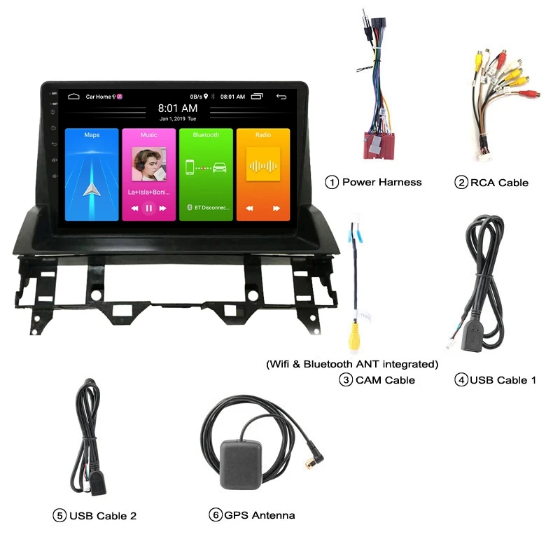 

9 Inch 2 Din Android 10.0 Car MP5 Player Stereo Radio 2+16GB Wifi Bluetooth GPS Navigation for Mazda 6 2004-2010