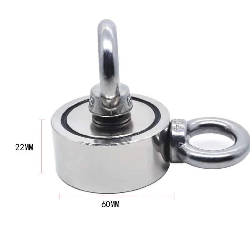 

60mm/2.36" Strong Magnetic Fishing Tool Pulling Force Round Neodymium Magnet With Eyebolt For River Salvage 2021