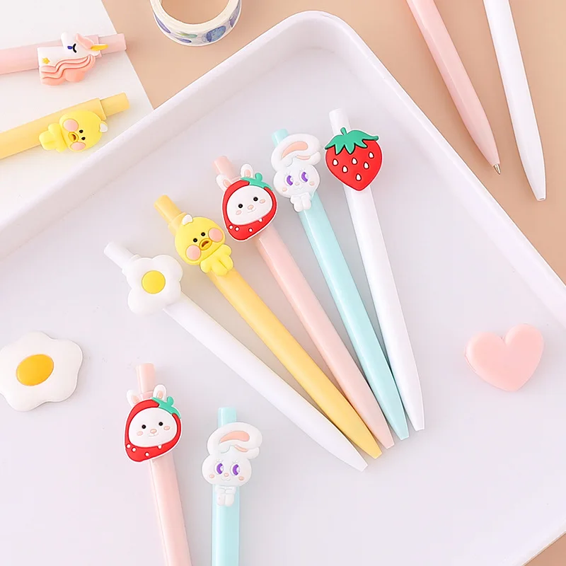 Милая фруктовая гелевая ручка в форме животного клубника кролик единорог утка