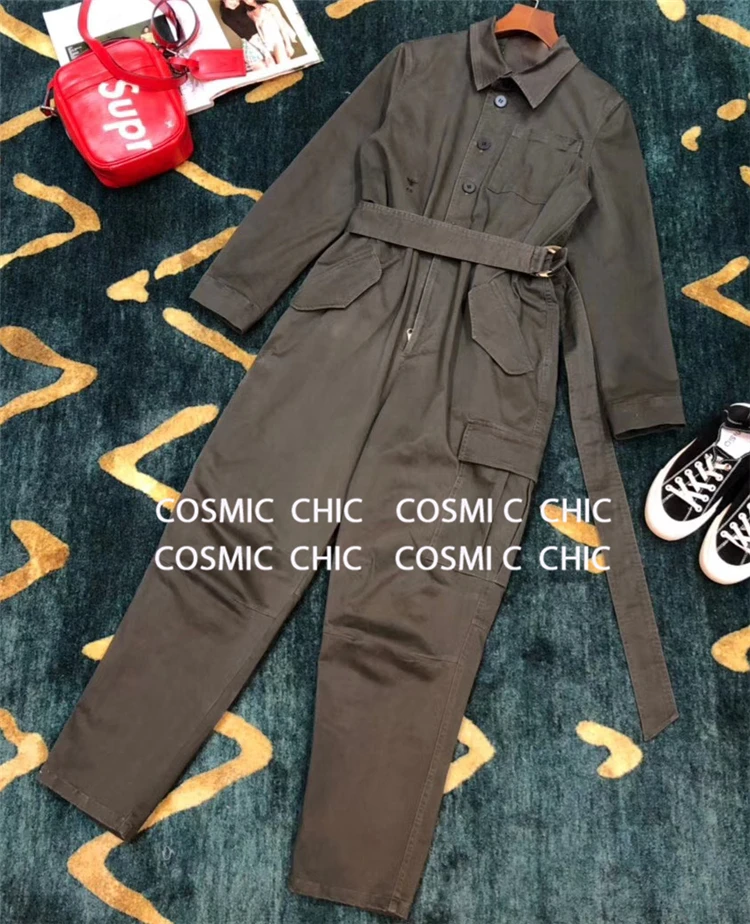 Cosmicchic Женские повседневные длинные штаны, рубашка, комбинезон с длинным рукавом, цельный нагрудный ремень, Рабочие комбинезоны, комбинезоны, модные комбинезоны