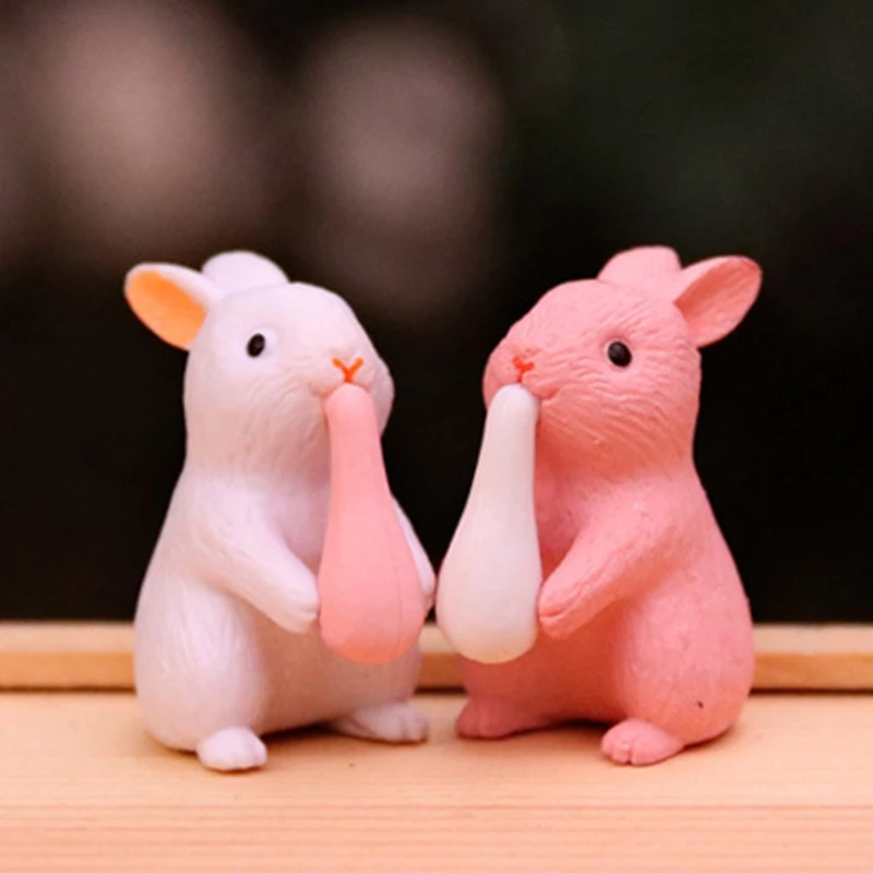 

12Pcs/Set Cartoon Family Mini Rabbit Figurine Miniature Animal Model Ornaments J2HD